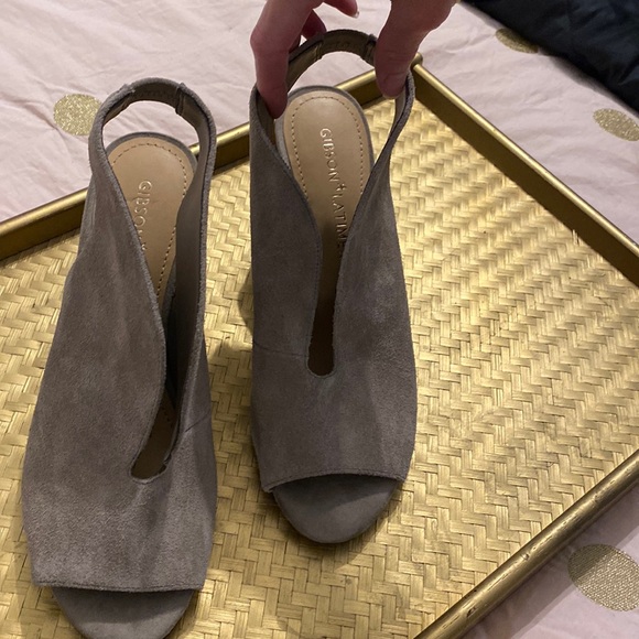 Gibson Latimer block wedge cow leather mules - Picture 1 of 5